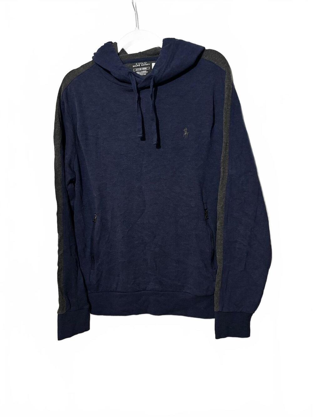 Polo Ralph Lauren Men's Navy and Gray Hoodie Sweatshirt Size S